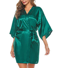 Load image into Gallery viewer, Women&#39;s Kimono Style Satin Robes with V-Neck (Multiple Colours available)
