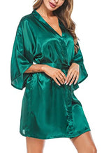 Load image into Gallery viewer, Women&#39;s Kimono Style Satin Robes with V-Neck (Multiple Colours available)
