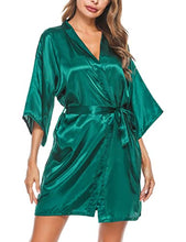 Load image into Gallery viewer, Women&#39;s Kimono Style Satin Robes with V-Neck (Multiple Colours available)
