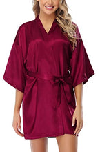 Load image into Gallery viewer, Women&#39;s Kimono Style Satin Robes with V-Neck (Multiple Colours available)
