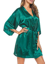 Load image into Gallery viewer, Women&#39;s Kimono Style Satin Robes with V-Neck (Multiple Colours available)
