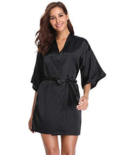 Load image into Gallery viewer, Women&#39;s Kimono Style Satin Robes with V-Neck (Multiple Colours available)
