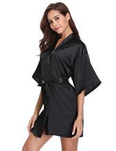 Load image into Gallery viewer, Women&#39;s Kimono Style Satin Robes with V-Neck (Multiple Colours available)
