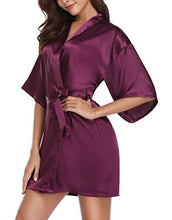 Load image into Gallery viewer, Women&#39;s Kimono Style Satin Robes with V-Neck (Multiple Colours available)
