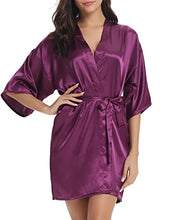 Load image into Gallery viewer, Women&#39;s Kimono Style Satin Robes with V-Neck (Multiple Colours available)
