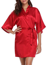 Load image into Gallery viewer, Women&#39;s Kimono Style Satin Robes with V-Neck (Multiple Colours available)
