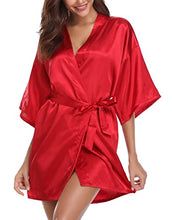 Load image into Gallery viewer, Women&#39;s Kimono Style Satin Robes with V-Neck (Multiple Colours available)
