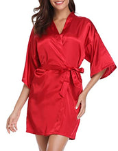 Load image into Gallery viewer, Women&#39;s Kimono Style Satin Robes with V-Neck (Multiple Colours available)
