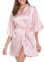 Load image into Gallery viewer, Women&#39;s Kimono Style Satin Robes with V-Neck (Multiple Colours available)
