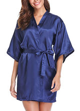 Load image into Gallery viewer, Women&#39;s Kimono Style Satin Robes with V-Neck (Multiple Colours available)
