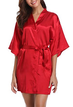 Load image into Gallery viewer, Women&#39;s Kimono Style Satin Robes with V-Neck (Multiple Colours available)
