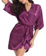 Load image into Gallery viewer, Women&#39;s Kimono Style Satin Robes with V-Neck (Multiple Colours available)
