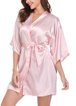 Load image into Gallery viewer, Women&#39;s Kimono Style Satin Robes with V-Neck (Multiple Colours available)
