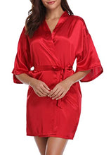 Load image into Gallery viewer, Women&#39;s Kimono Style Satin Robes with V-Neck (Multiple Colours available)
