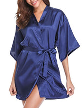 Load image into Gallery viewer, Women&#39;s Kimono Style Satin Robes with V-Neck (Multiple Colours available)
